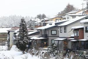 View of the city takayama in Japan in the snow photo