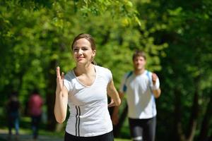 Young couple jogging photo