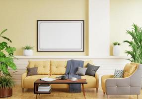 minimal interior style poster Mock up the living room wall. .copy space. 3D rendering. photo