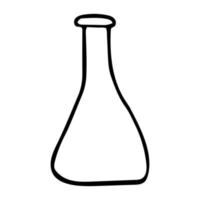 icono de matraz químico. estilo de dibujo dibujado a mano. , minimalismo, cristalería de laboratorio monocromática vector