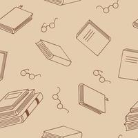 books and glasses seamless pattern hand drawn in doodle style. , minimalism, sketch. wallpaper, textile, wrapping paper, background reading education bookstore science vector