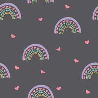 rainbow, heart seamless pattern hand drawn. . wallpaper, wrapping paper, textile, background fairy tale nursery pastel cute vector