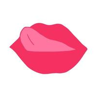 lips with pink lipstick icon. mouth illustration hand drawn in cartoon style vector