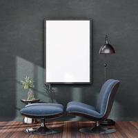 Mock up poster frame in modern interior background photo