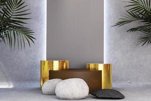 Product presentation podium with abstract background and stones. photo