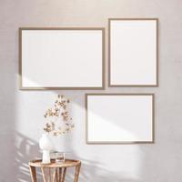 Empty room of Set of 3 photo frame with Furniture and fixture with neutral tones