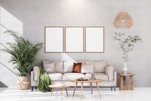 Empty room of Set of 3 photo frame with Furniture and fixture with neutral tones