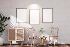 Empty room of Set of 3 photo frame with Furniture and fixture with neutral tones