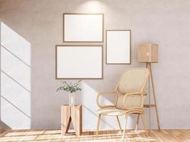 Empty room of Set of 3 photo frame with Furniture and fixture with neutral tones