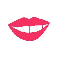 lips with pink lipstick icon. mouth illustration hand drawn in cartoon style vector