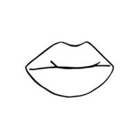 lips icon. mouth illustration hand drawn in doodle style. line art, nordic, scandinavian, minimalism, monochrome sticker vector