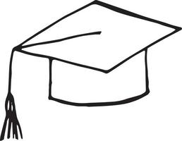 graduate cap hand drawn in doodle style. , scandinavian, monochrome. single element for design sticker, icon, card school graduation vector