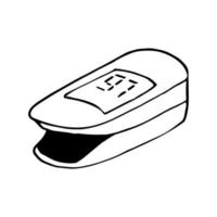 pulse oximeter hand drawn doodle. , scandinavian, nordic, minimalism, monochrome icon instrument measuring oxygen vector