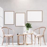 Empty room of Set of 3 photo frame with Furniture and fixture with neutral tones