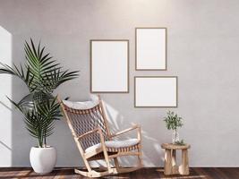 Empty room of Set of 3 photo frame with Furniture and fixture with neutral tones