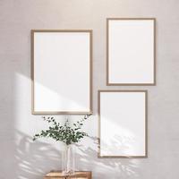 Empty room of Set of 3 photo frame with Furniture and fixture with neutral tones