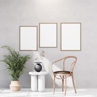 Empty room of Set of 3 photo frame with Furniture and fixture with neutral tones