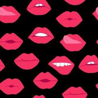lips with pink lipstick seamless pattern. mouth illustration hand drawn in cartoon style vector