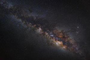 galaxia de la vía láctea en un cielo nocturno, fotografía de larga exposición, con grano. foto