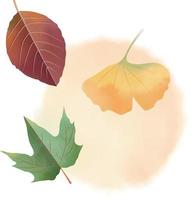 las hojas de otoño tienen textura de ilustración de acuarela vector
