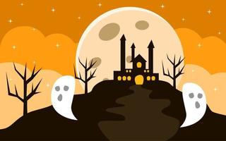 happy halloween background design with orange color for covers, banners and more vector