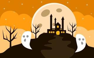 happy halloween background design with orange color for covers, banners and more vector