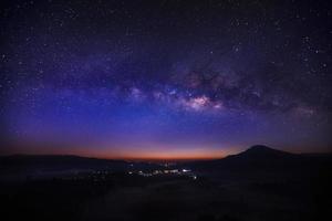 Milky way galaxy at Khao Takhian Ngo View Point at Khao-kho Phetchabun,Thailand, Long exposure photograph photo