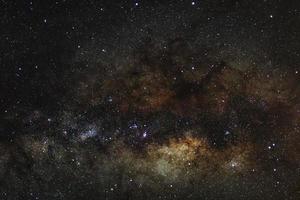 The center of Milky way galaxy with stars and space dust in the universe, Long exposure photograph, with grain. photo