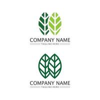 Tree leaf vector and green logo design friendly concept