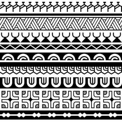 Maori polynesian tribal geometric seamless vector pattern set.