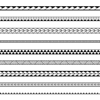Maori polynesian tribal geometric seamless vector pattern set.