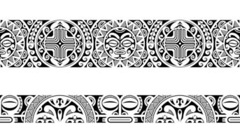 Set of maori polynesian tattoo bracelets border. Tribal sleeve seamless pattern vector. vector