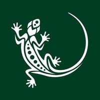 lagartos ilustración estilo maorí. emblema o logotipo redondo. blanco y verde