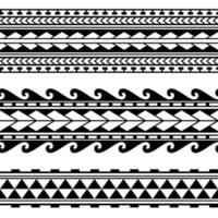 Set of maori polynesian tattoo bracelets border. Tribal sleeve seamless pattern vector. vector