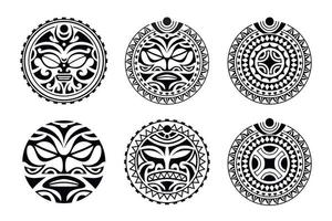 conjunto de adorno de tatuaje maorí redondo. estilo africano, maya, azteca, étnico, tribal.