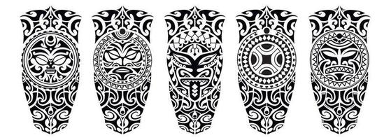 Set of tattoo sketch maori style for leg or shoulder. vector