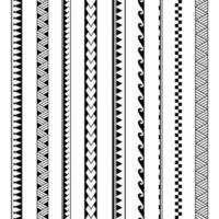 Maori polynesian tribal geometric seamless vector pattern set.
