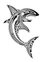 estilo de tatuaje polinesio maorí de pez tiburón. vector