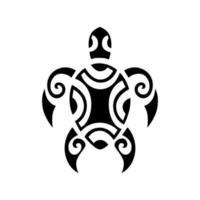 Sea turtle in Maori tattoo tribal style. Black and white sketch or logo. vector