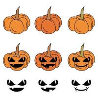 a set of pumpkins for Halloween. emotion constructor. objects on a white background. vector