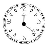 cute and fashionable wall clock. Black and white illustration in doodle style. vector