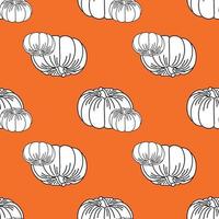 seamless infinite vector pattern. fresh pumpkins on an orange background.