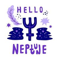 Astrology symbol Neptune print art with text vector