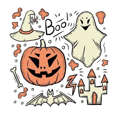 Halloween doodle elements collection