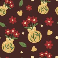 Vase with Flowers cozy seamless pattern vector