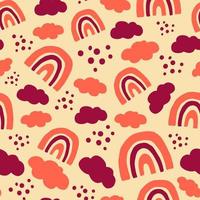 Rainbows and clouds Scandinavian seamless pattern vector