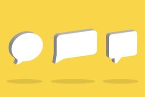 Set of 3D speech bubble icons, isolated on yellow background. 3D Chat icon set. vector