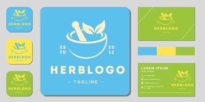 minimalist natural herb line art badge logo template vector illustration design and business cards