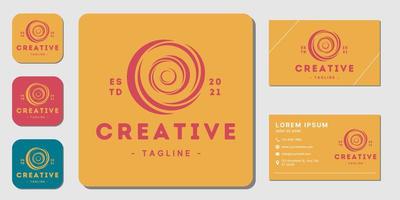 Vector abstract circle swirl logo design elements. flat, line art and business card