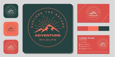 mountain line logo and business card design vector